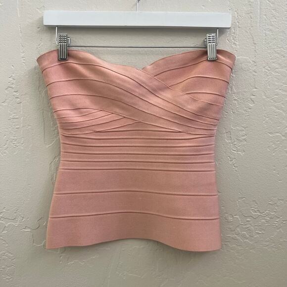 Herve Leger Pink Bandage Strapless Top - Picture 7 of 10